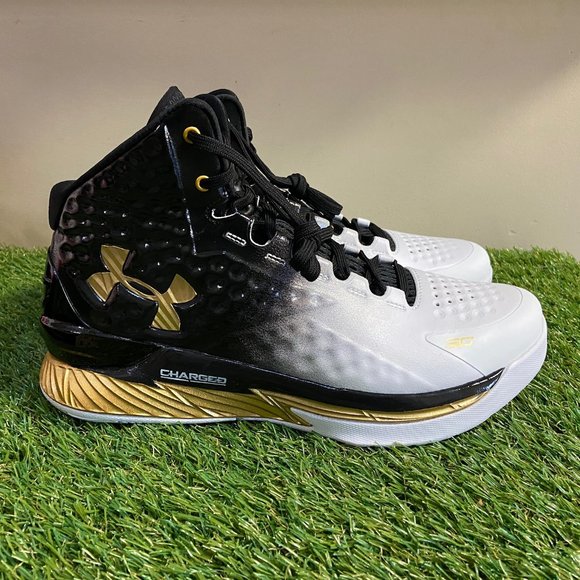 Mens Under Armour UA Curry 1 Retro MVP Black White Gold 3026051-001 Size NEW main image 7